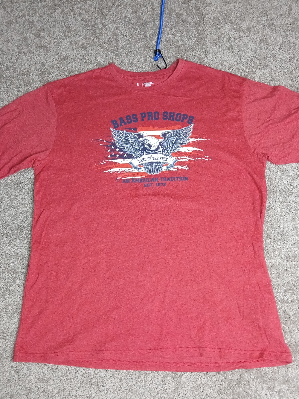 Bass Pro Shops Men's Red Graphic Tee Land Of The Free - Large